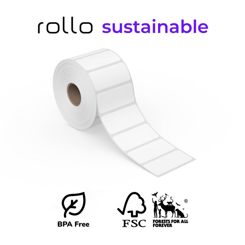 Rollo Direct Thermal 2x1 Barcode Labels - Roll of 1,000 Thermal Labels (Commercial Grade) - Image 3